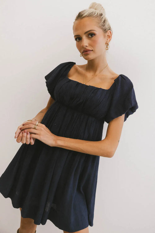 Dasha Textured Mini Dress in Navy - FINAL SALE