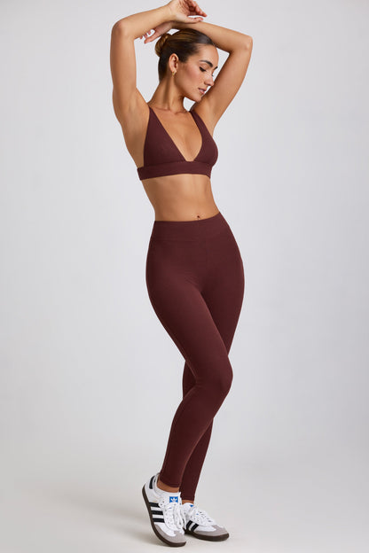 Petite Ribbed Modal High Waist Leggings in Espresso