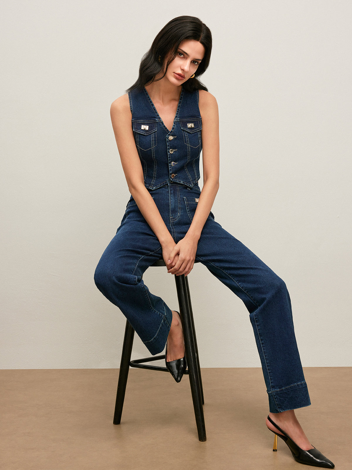 Classic Denim Button-Up Vest