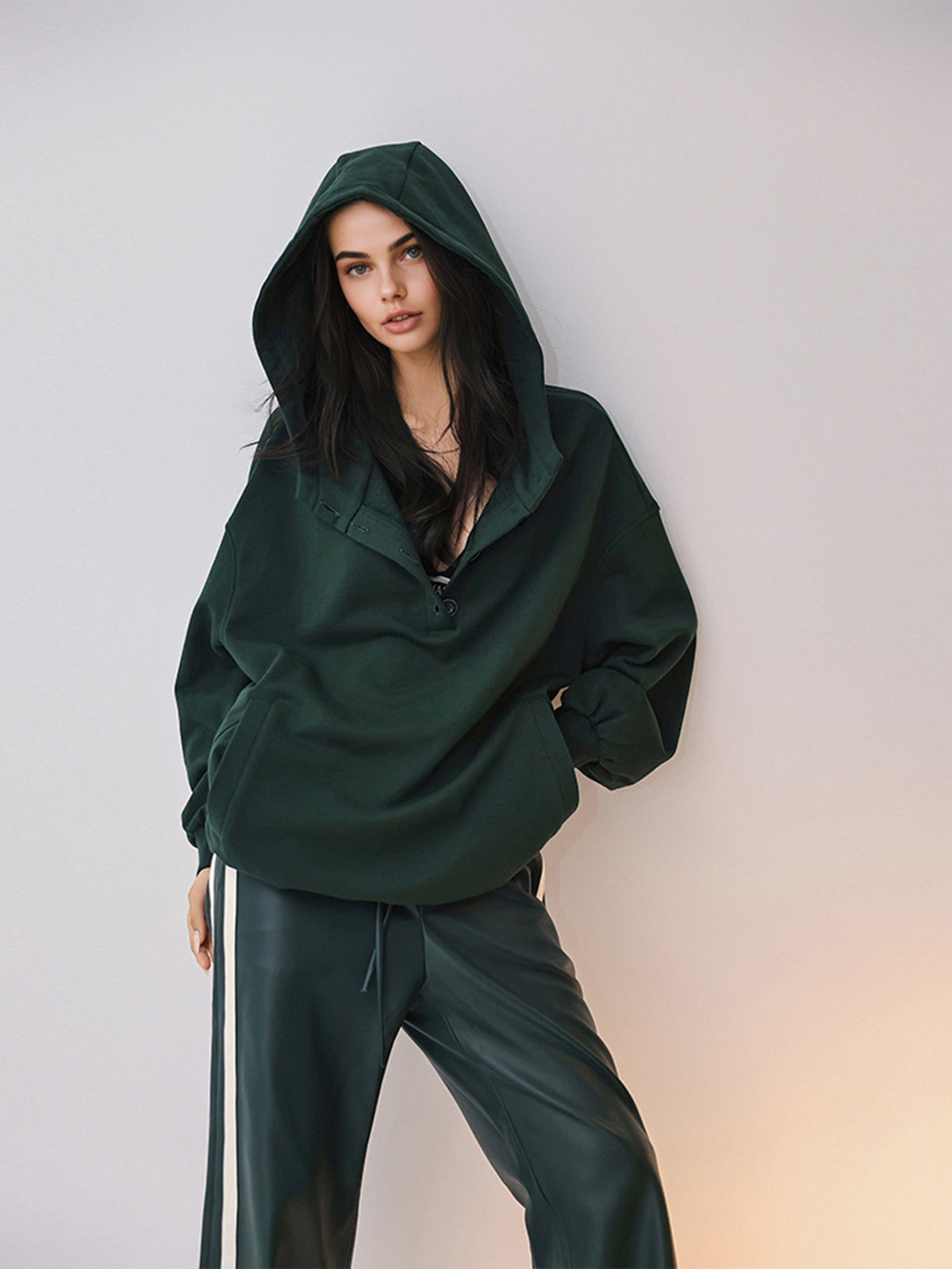 Oversized Buttoned Hoodie