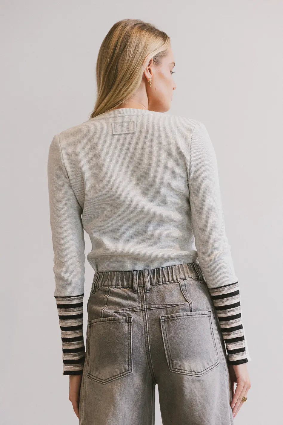 Ashton Waffle Knit Top in Grey - FINAL SALE