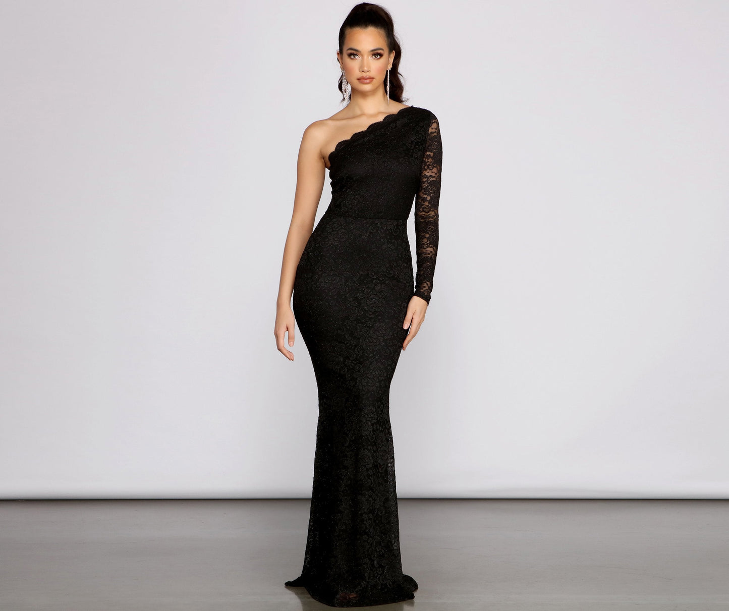 Brea Formal Lace One Shoulder Dress