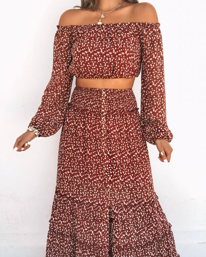 Chiara Floral Off The Shoulder Crop Top