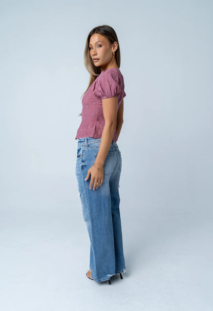 Brianna Embroidered Blouse in Brick