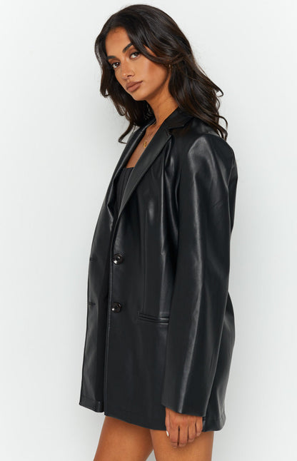 Galantis Black PU Blazer