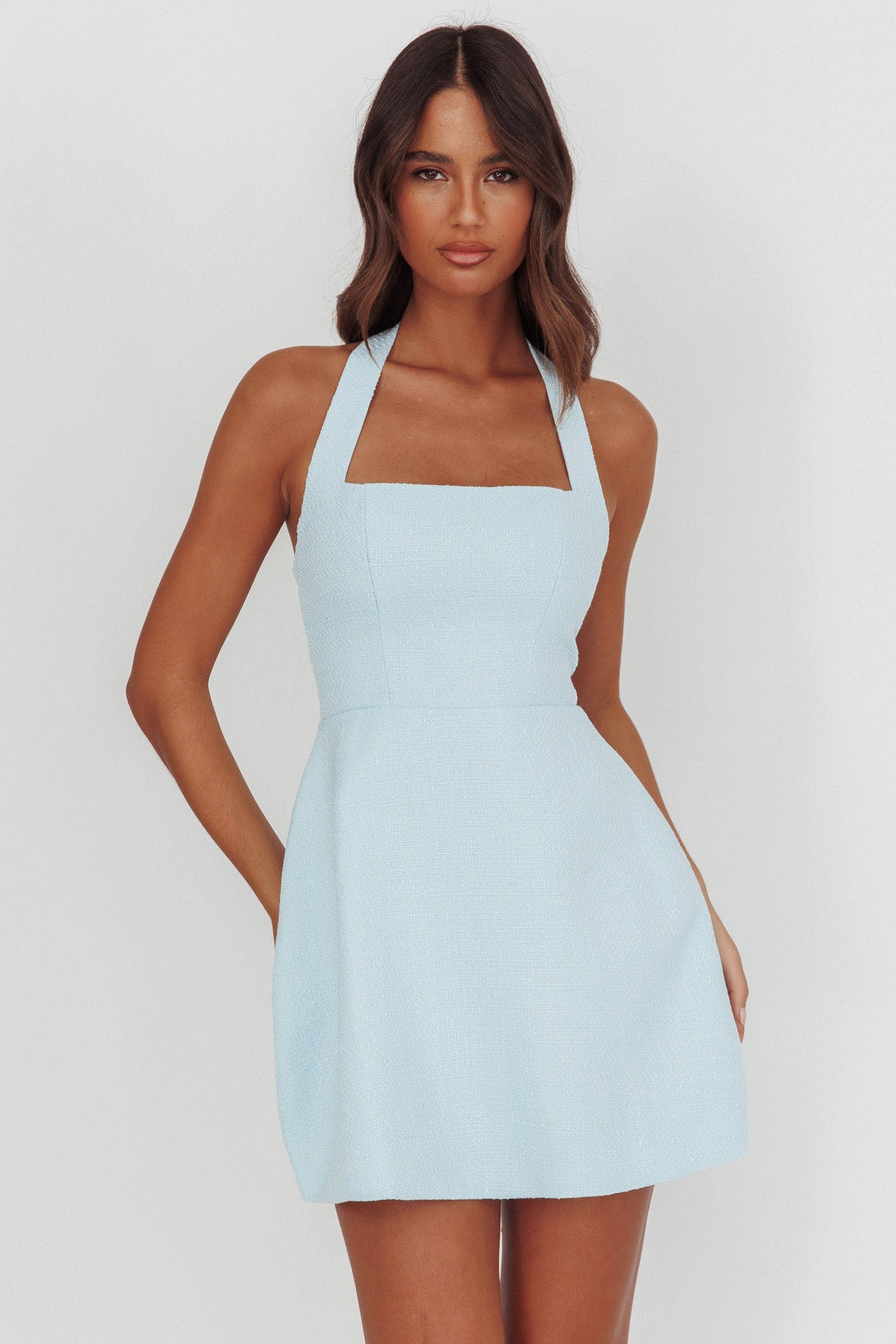 Hendrix Halterneck A-Line Mini Dress Blue