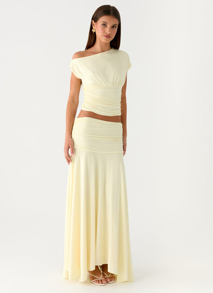 Liana Ruched Maxi Skirt - Yellow