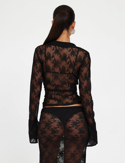 MIRABEL SKIRT - BLACK : BLACK LACE