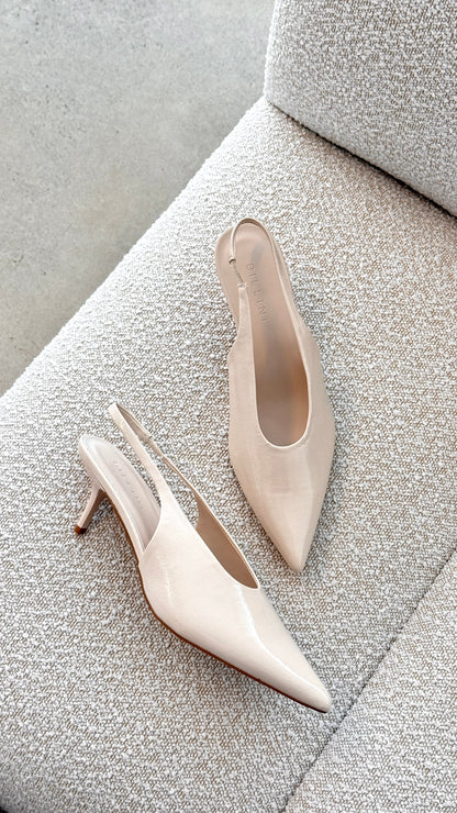 Xishi Heel - Chalk Crinkle Patent