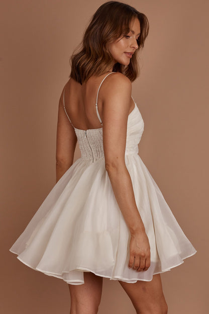 Elyse Pleated Bodice Party Dress Cream