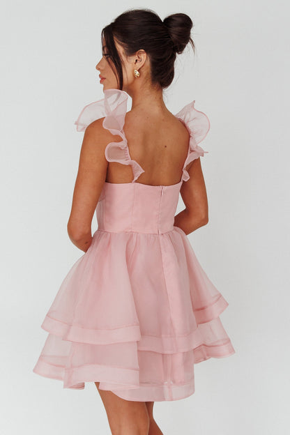 I've Got Sunshine Ruffle Strap Mini Dress Blush