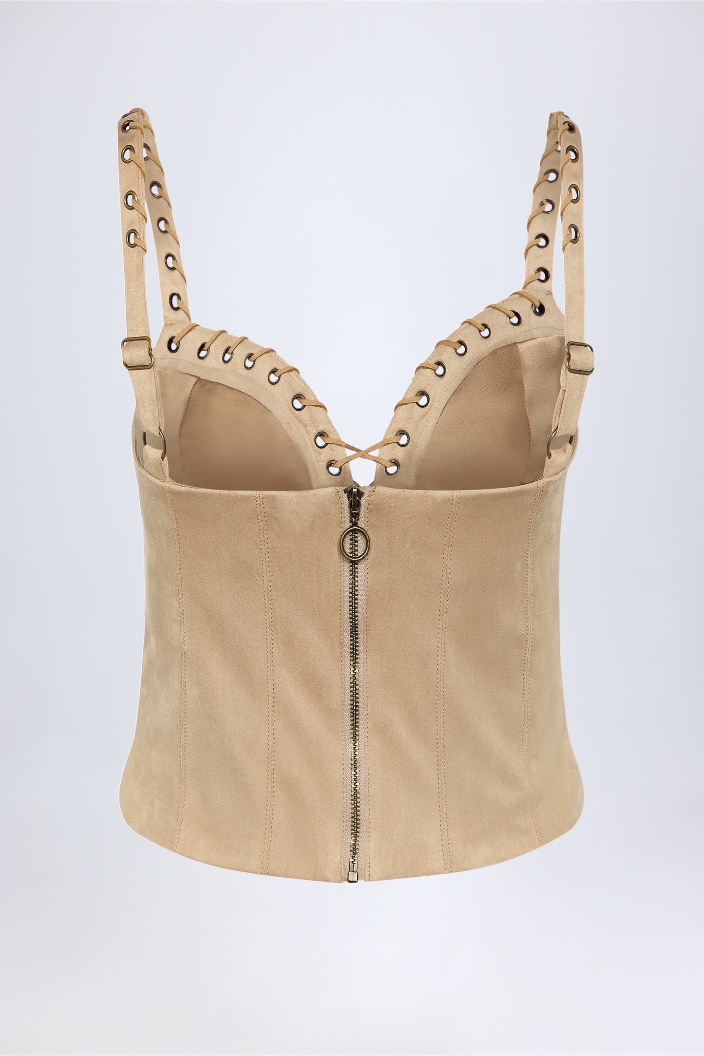 Lace-Up Top in Tan
