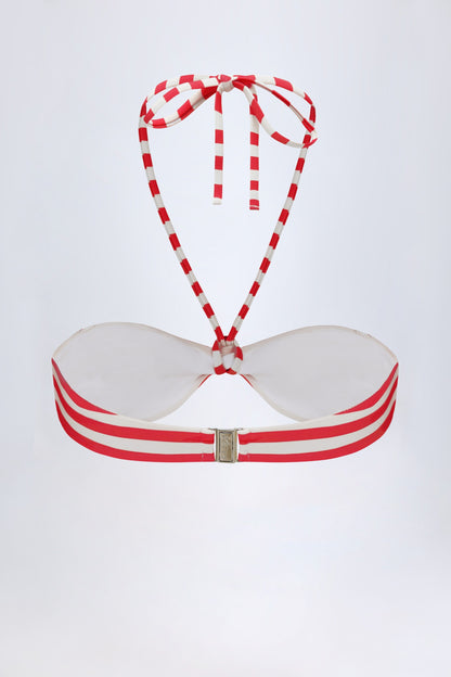 Multiway Bikini Top in Cherry Red Stripe