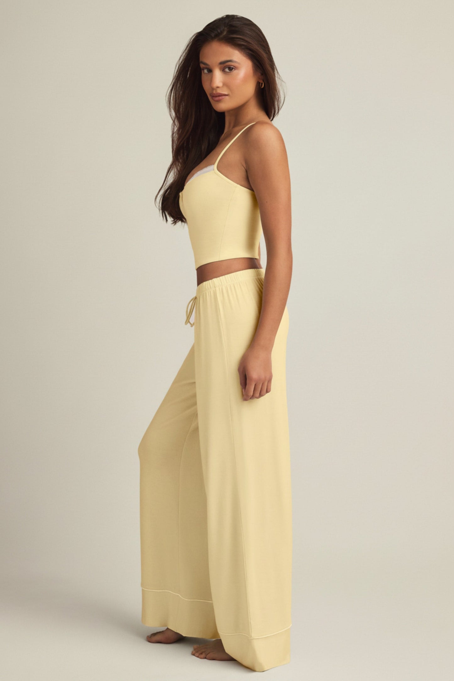Modal Mid-Rise Pyjama Trousers in Pastel Yellow
